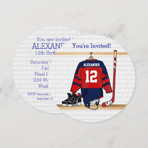 Invitation Championnat de Jersey de hockey sur glace bleu et 
