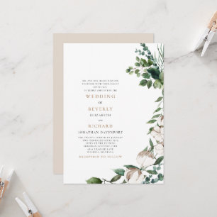 Invitation Champs de coton bronzage et parents blancs mariage