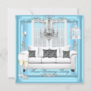 Invitation Chandelier bleu sarcelle blanc champagne pour pend