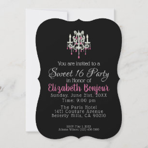 Invitation Chandelier de Nuit OPTIONS DE PAPIER/TAILLE/FORME