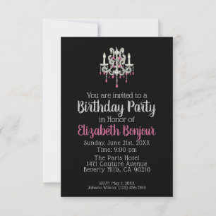 Invitation Chandelier de Nuit OPTIONS DE PAPIER/TAILLE/FORME