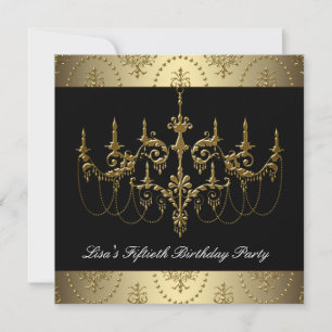 Invitation Chandelier d'or femmes 50e fête d'anniversaire