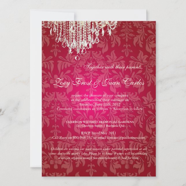Invitation Chandelier en cristal PixDezines/damas baroque (Devant)