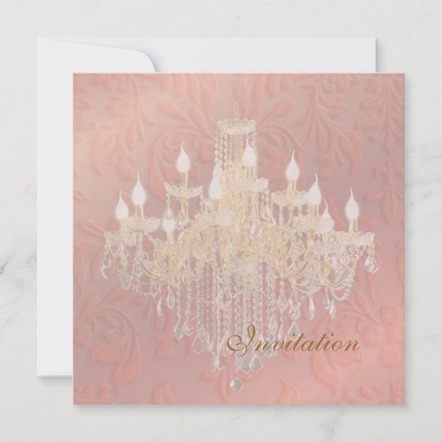 Invitation Chandelier Pix-Dezines Champagne rose Baroque Dama (Devant)