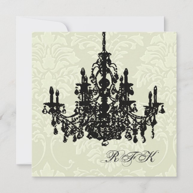 Invitation Chandelier PixDezines/damas blanc, Fête de l'marié (Devant)