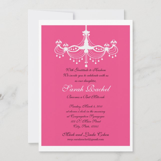 Invitation Chandelier rose Chaud (Devant)