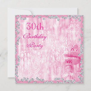 Invitation Chandelier Rose et Diamants 30ème Anniversaire
