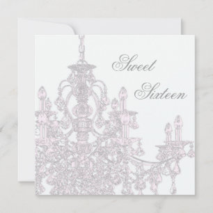 Invitation Chandelier rose Sweet 16 Anniversaire
