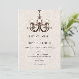 Invitation Chandeliers anciens classiques mariage