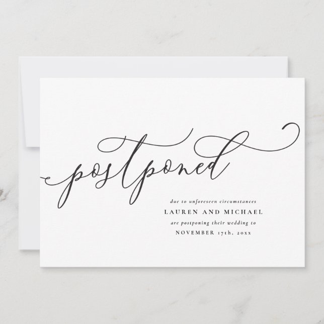 Invitation Changement de date de la calligraphie épanouie (Devant)