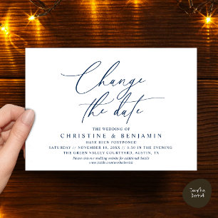Invitation Changement de Date de Mariage Élégant Reporté
