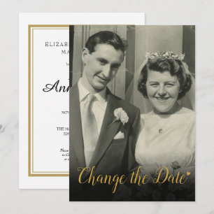 Invitation Changement de date de mariage Photo d'anniversaire