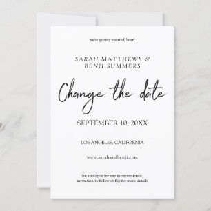 Invitation Changement de date d'écriture à la main blanc & no