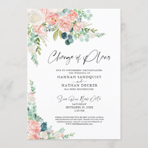 Invitation Changement de plan mariage Blush rose Floral
