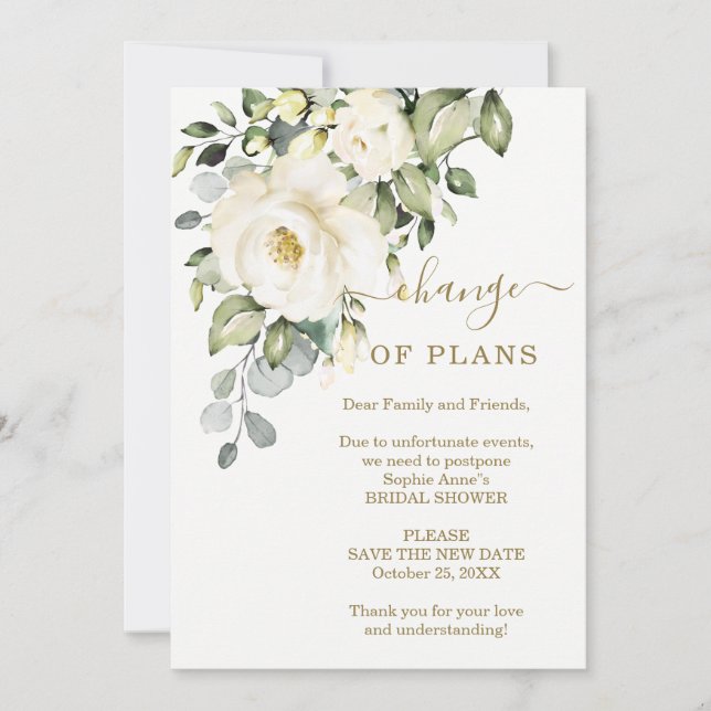 Invitation Changement de plans Fête des mariées florale repor (Devant)