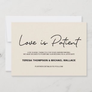 Invitation Changement de plans L'amour est patient Mariage re