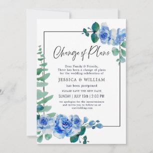 Invitation Changement De Plans Reporté Dusty Blue Foliage