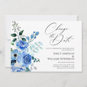 Invitation Changement De Plans Reporté Dusty Blue Foliage