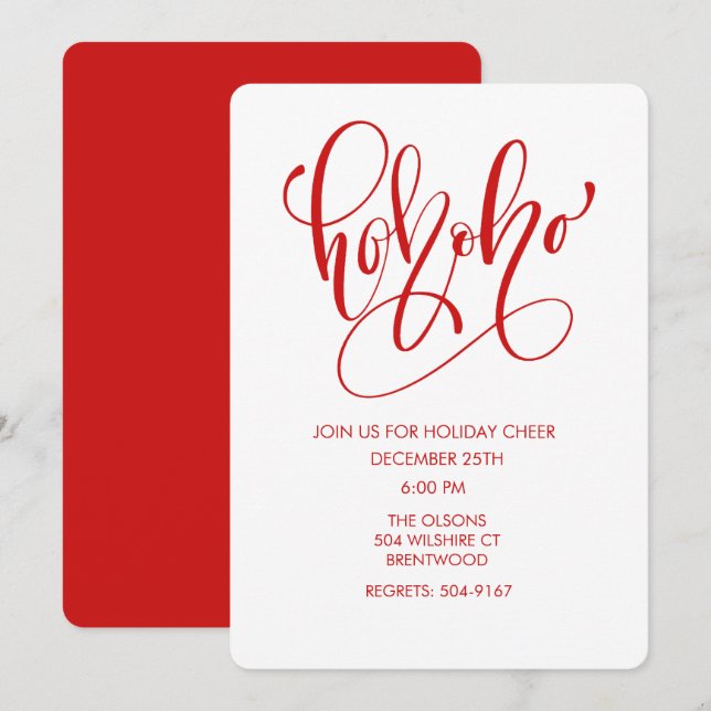 Invitation CHANGER DE COULEUR - Ho Ho Christmas Holiday Invit (Devant / Derrière)