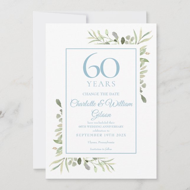 Invitation Changer la Date 60e Anniversaire de Verdure (Devant)