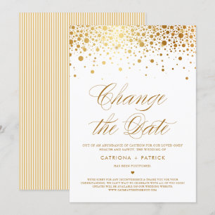 Invitation Changer la date Confetti en feuille d'or Reporté