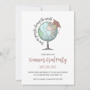 Invitation Changer le monde Simple Minimaliste Graduation