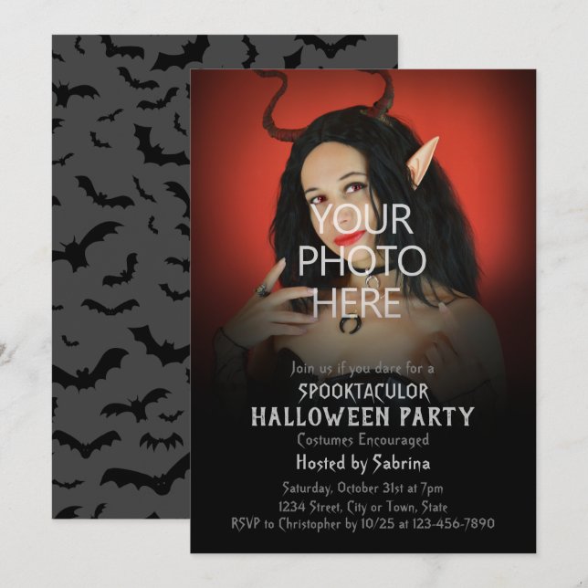 Invitation Changer Photo Halloween Costume Party (Devant / Derrière)