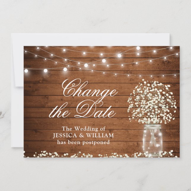 Invitation Changez la Date Bébé's Breath Guirlande Lumineuse  (Devant)