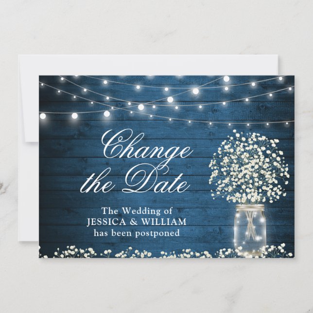 Invitation Changez la Date Guéridon de Bébé Lumières Guirland (Devant)