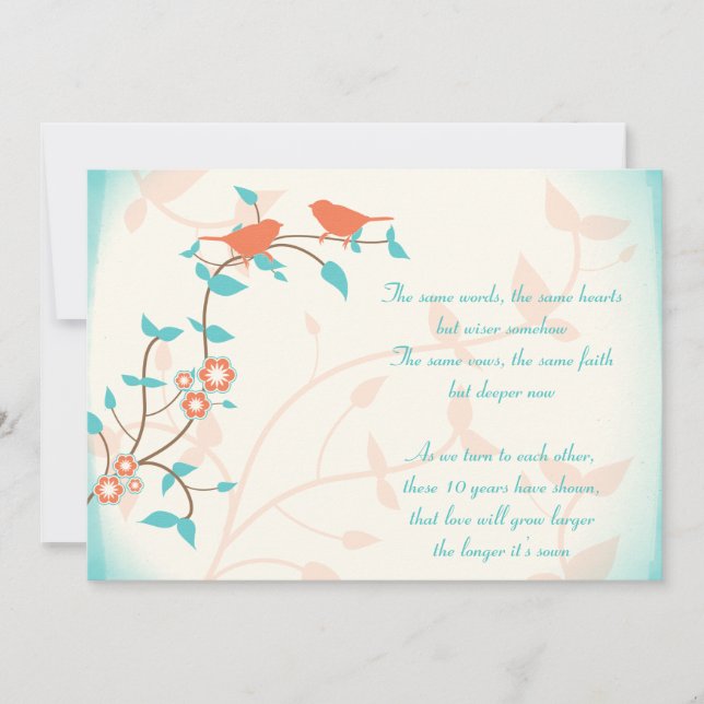 Invitation Chanson Oiseaux Mariages Anniversaire Renouvelleme (Devant)