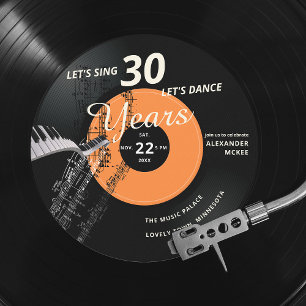 Invitation Chantez Danse 30 Piano Vintage record Anniversaire