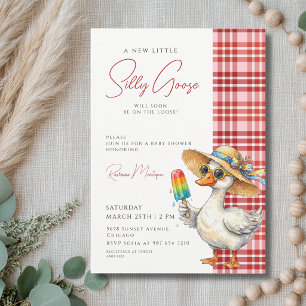 Invitation Chapeau à carreaux rouge Silly Goose Baby Shower