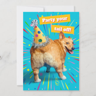 Invitation Chapeau d'anniversaire pour derrière de Corgi