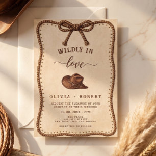 Invitation Chapeau de Cowboy Occidental Rustique Fou Amoureux