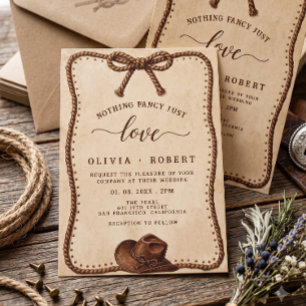 Invitation Chapeau de Cowboy Occidental Rustique Lasso Mariag