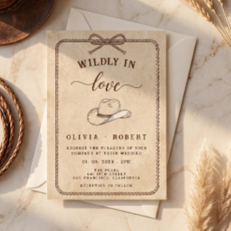 Invitation Chapeau de cowboy rustique occidental follement am