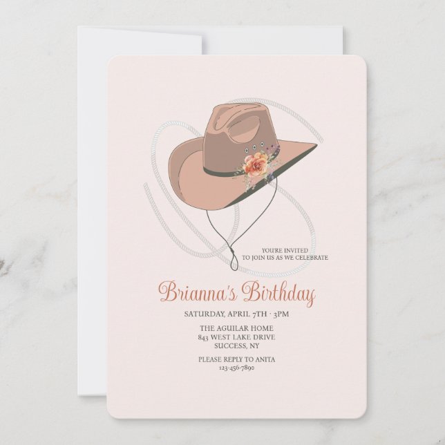 Invitation Chapeau de cowgirl (Devant)