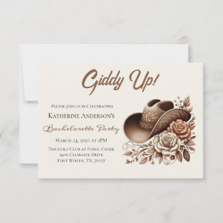 Invitation Chapeau de cowgirl Country Western avec fleurs