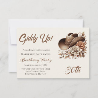 Invitation Chapeau de cowgirl Country Western avec fleurs