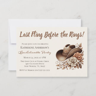 Invitation Chapeau de cowgirl Country Western avec fleurs