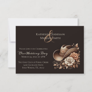 Invitation Chapeau de cowgirl Country Western avec fleurs