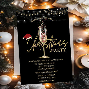 Invitation Chapeau de Père Noël en verre à champagne Entrepri