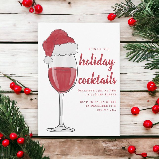 Invitation Chapeau de Père Noël pour Verre à Vin Rouge / Fête (Créateur téléchargé)