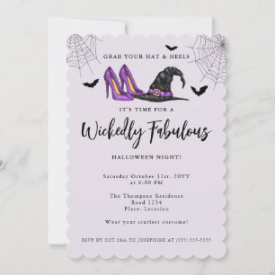 Invitation Chapeau de sorcière et talons pour la fête d'Hallo