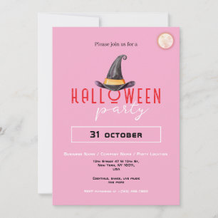 Invitation Chapeau de Sorcière Fête d'Halloween Entreprise Ev
