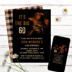 Invitation Chapeau et bottes de cowboy western rustique pour