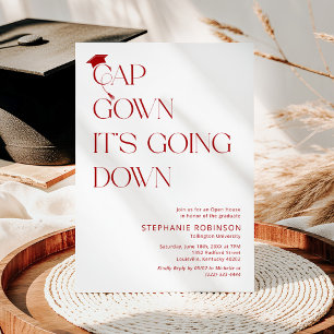 Invitation Chapeau et toge rouges et blancs amusants pour la