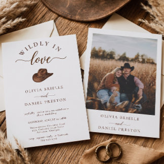 Invitation Chapeau occidental amoureusement fou Mariage minim