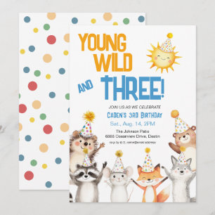 Invitation Chapeaux de fête d'animaux de forêt sauvages jeune