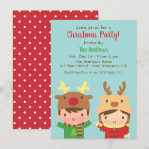 Invitation Chapeaux de rennes pour enfants mignons Fête de No
